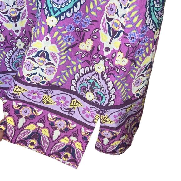 Talbots Purple Paisley V-neck Flutter Sleeve 100% cotton top size X #755 - Picture 4 of 9